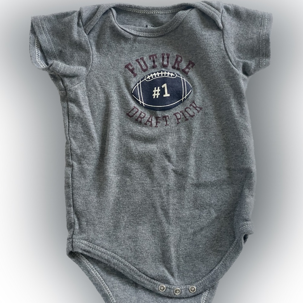 Hudson Baby 24M Gray Future Draft Pick Football Onesie